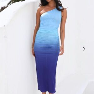 Runway- Sonny Blue Ombre One-Shoulder Dress